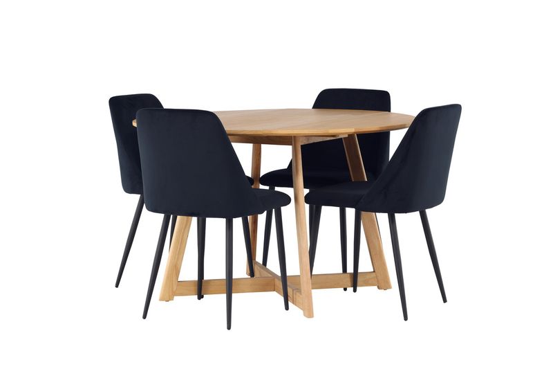 Venture Home Yakidon & Night Runt Matbord ⌀120 Brun + 4 st Matstolar Svart