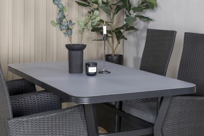 Venture Home Virya & Padova Rektangulärt Matbord 160 x 90 Svart + 4 st Reclinerstolar Svart