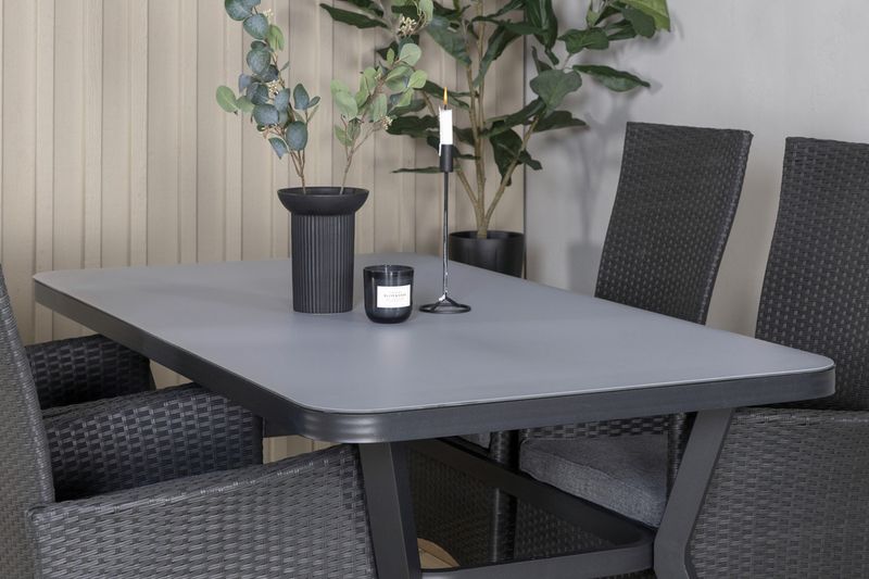 Venture Home Virya & Padova Rektangulärt Matbord 160 x 90 Svart + 4 st Reclinerstolar Svart
