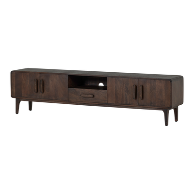 WOOOD LIYA TV-bänk 200 cm i Mangoträ Mörkbrun