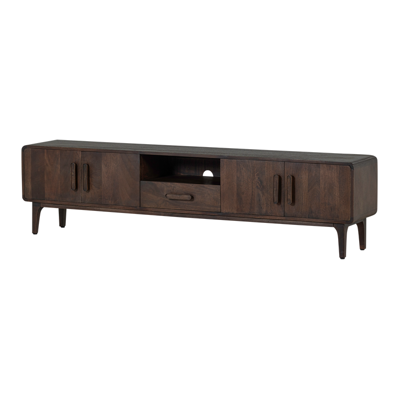 WOOOD LIYA TV-bänk 200 cm i Mangoträ Mörkbrun