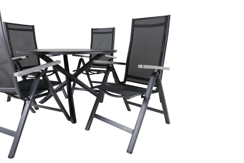 Venture Home Alma & Albany Runt Matbord ⌀120 Svart + 4 st Positionsstolar Svart