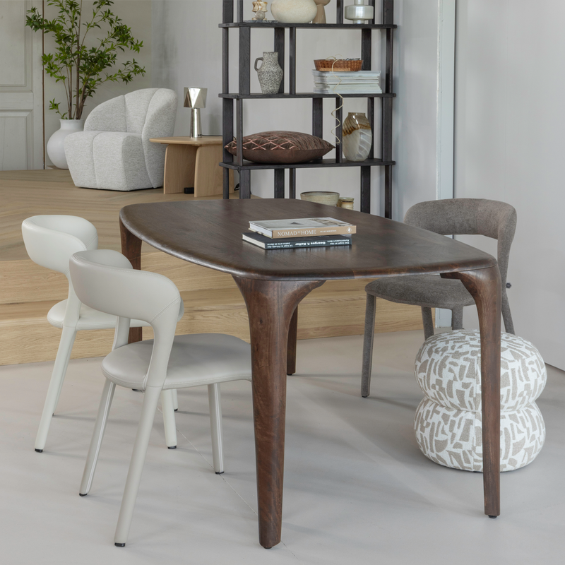 WOOOD Noble Matstol i Läderlook Beige 2 st