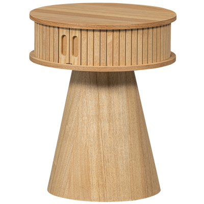 WOOOD Karri Runt Nattduksbord i MDF och Furu, Naturlig