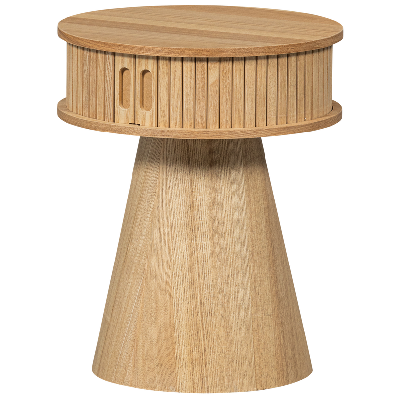 WOOOD Karri Runt Nattduksbord i MDF och Furu, Naturlig
