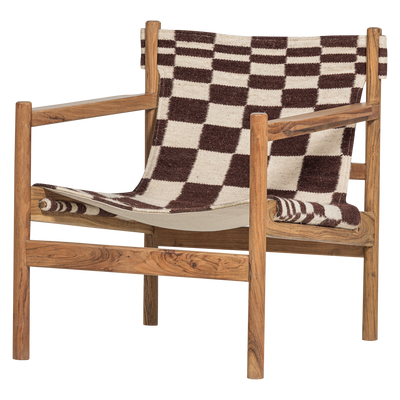 WOOOD Zano Fåtölj i Acacia med Brun Kelim Sits