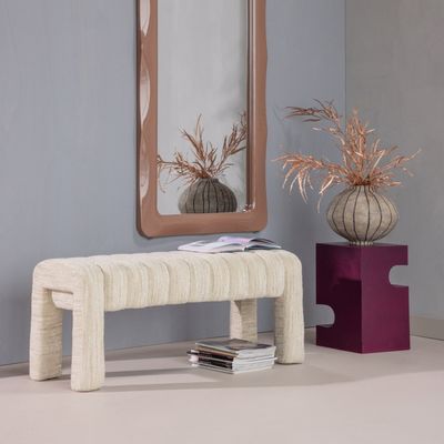 WOOOD Frex Bouclé Klädd Bänk Natur