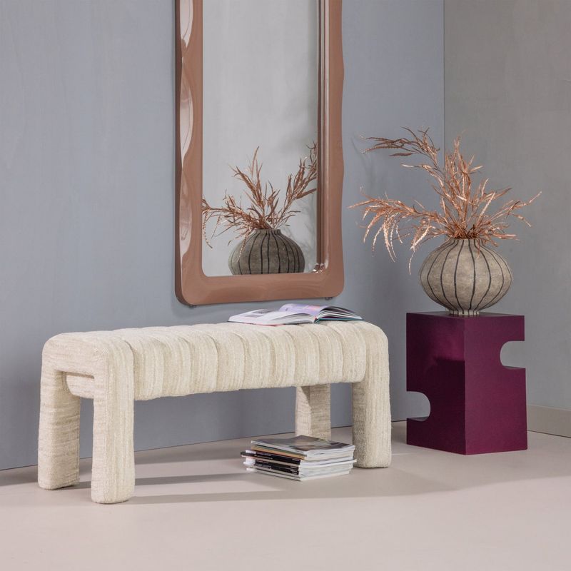 WOOOD Frex Bouclé Klädd Bänk Natur