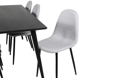 Venture Home Dipp & Polar Rektangulärt Matbord 180 x 90 Svart + 6 st Matstolar Grå