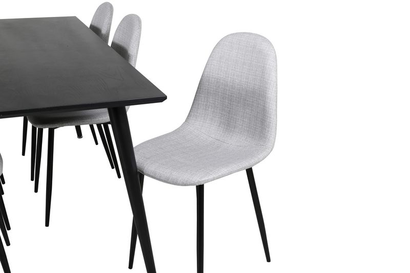 Venture Home Dipp & Polar Rektangulärt Matbord 180 x 90 Svart + 6 st Matstolar Grå