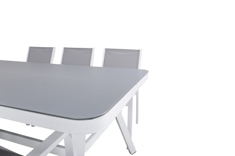 Venture Home Virya & Copacabana Rektangulärt Matbord 200 x 100 Vit + 6 st Matstolar