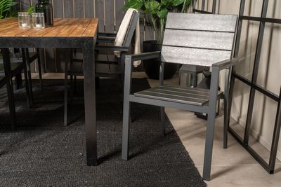 Venture Home Levels & Bois 6 st Matstolar Svart + Rektangulärt Matbord 205 x 90 Natur