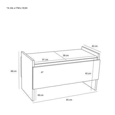 Hübsch Forma bänk sand/natur grå 85x42xH48 cm