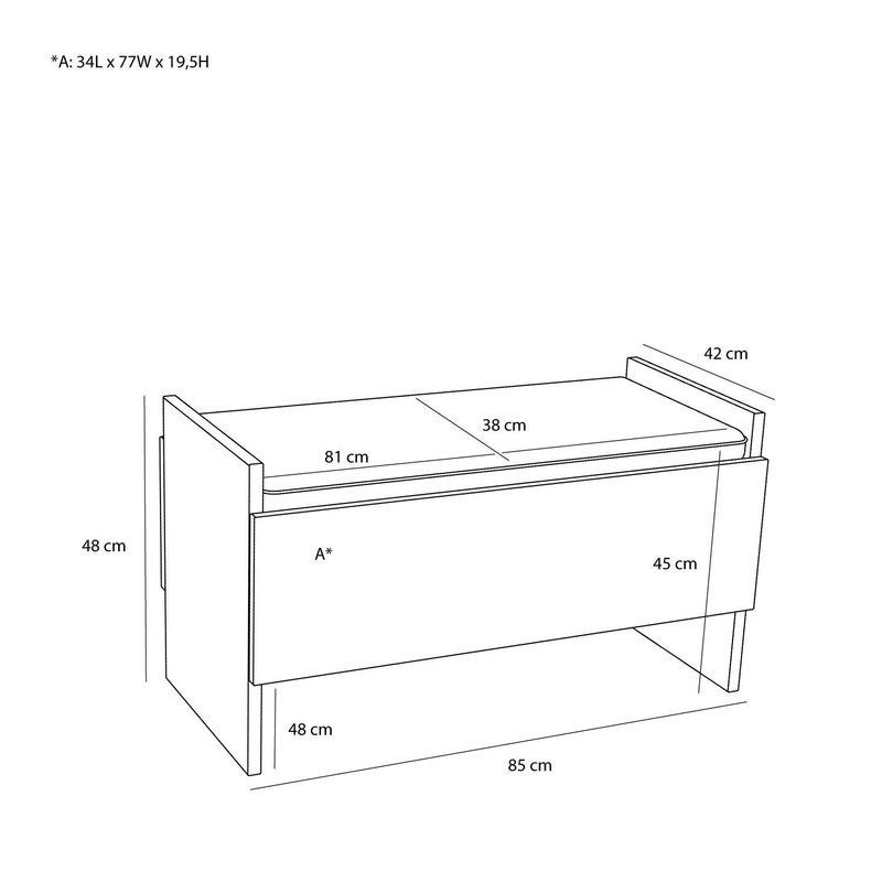 Hübsch Forma bänk sand/natur grå 85x42xH48 cm