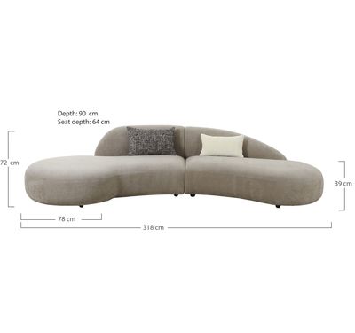 House Nordic Venice Soffa - Chenille, 2 Kuddar, Naturlig