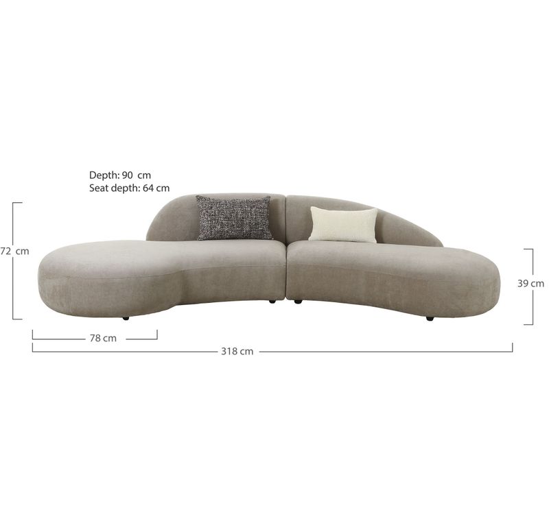 House Nordic Venice Soffa - Chenille, 2 Kuddar, Naturlig