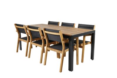 Venture Home Venice & Bois Matstolar 6-pack Natur + Rektangulärt Matbord 205 x 90 Natur