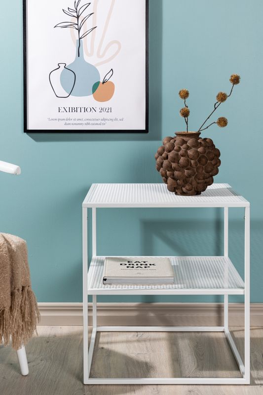 Venture Home Netz Sidobord i Vit Stål