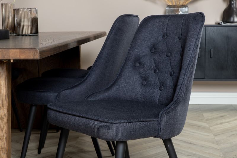 Venture Home Logger & Velvet Deluxe Rektangulärt Matbord 210 x 100 Natur + Matstolar 2-pack Svart