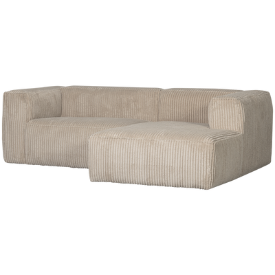 WOOOD BEAN Chaiselong Soffa Höger Ribbstoff Travertin