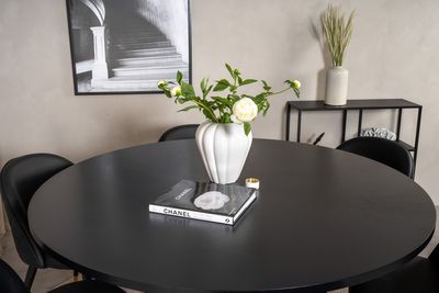 Venture Home Copenhagen & Velvet Runt Matbord ⌀140 Svart + 6 st Matstolar Svart