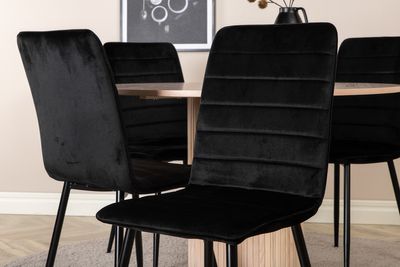 Venture Home Bianca & Windu Runt Matbord ⌀110 Vitputsad + 4 st Matstolar Svart