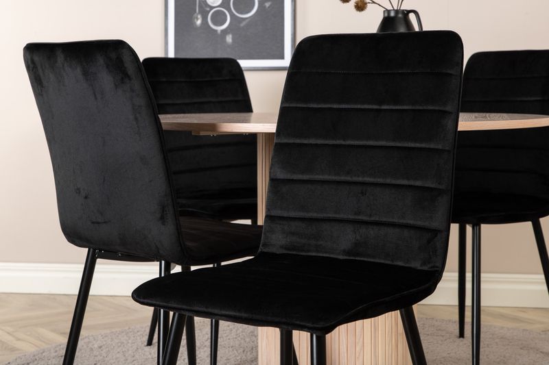 Venture Home Bianca & Windu Runt Matbord ⌀110 Vitputsad + 4 st Matstolar Svart