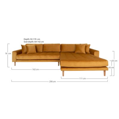 House Nordic Lido Loungesoffa Senapsgul Gul