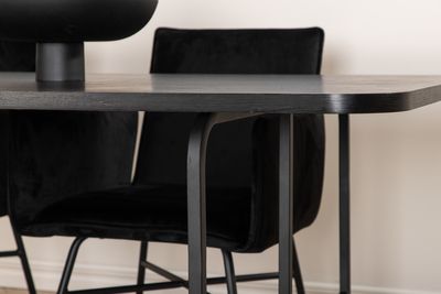 Venture Home Petra & Uno 4 st Matstolar Svart + Rektangulärt Matbord 200 x 90 Svart
