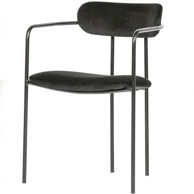 WOOOD Ivy Matstol i Svart Sammet 2 st