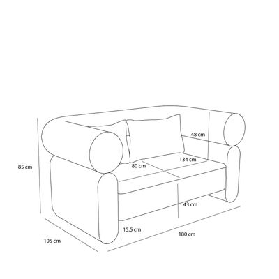 Hübsch Vera Soffa Grå 180x105xh85cm