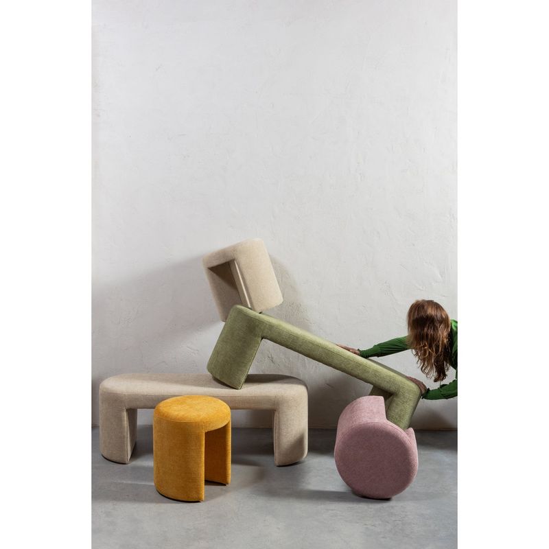 WOOOD JACOB Klädd Bänk Olivgrön