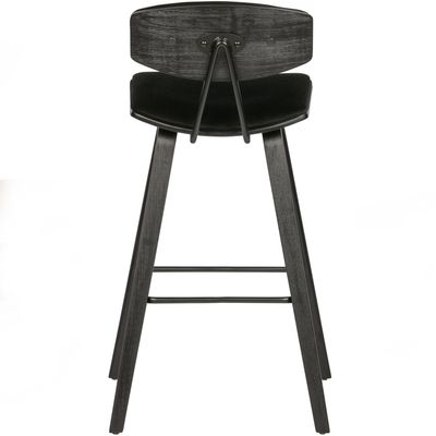 WOOOD SENN Barstol i Svart Sammet 2 st