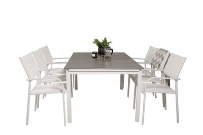 Venture Home Levels & Santorini Rektangulärt Matbord 160 x 100 Vit + 6 st Matstolar Vit