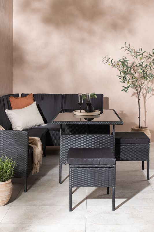 Venture Home Knock Hörnsoffgrupp i Svart Konstrotting