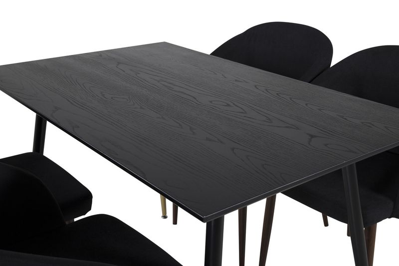 Venture Home Arch & Dipp 4 st Matstolar Svart + Rektangulärt Matbord 120 x 85 Svart