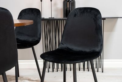 Venture Home Copenhagen & Polar Runt Matbord ⌀140 Brun + 6 st Matstolar Svart