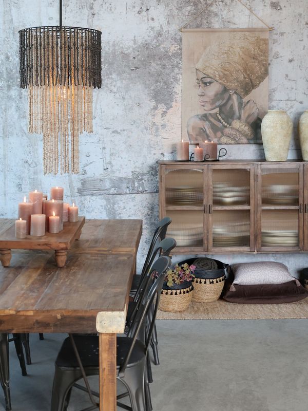 Chiq Antique Ljuskrona med träpärlor