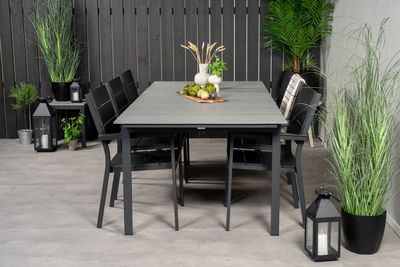 Venture Home Levels Rektangulärt Matbord 229 × 100 Svart + Matstolar 2-pack Svart