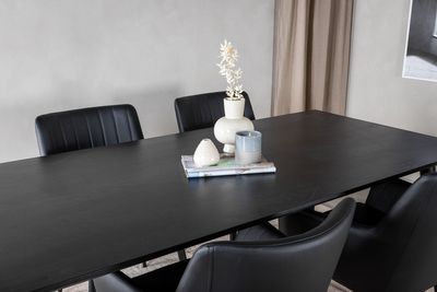 Venture Home Dipp & Comfort Rektangulärt Matbord 180 x 90 Svart + 4 st Matstolar Svart