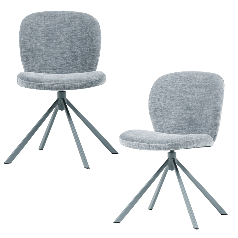 WOOOD Femke Matstol i Blå Chenille 2 st