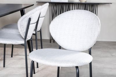 Venture Home Vault & Dipp 6 st Matstolar Grå + Rektangulärt Matbord 180 x 90 Svart