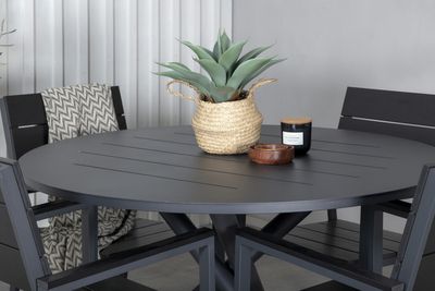 Venture Home Alma & Levels Runt Matbord ⌀120 Svart + 4 st Matstolar Svart