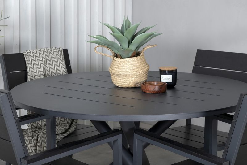 Venture Home Alma & Levels Runt Matbord ⌀120 Svart + 4 st Matstolar Svart