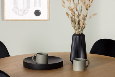 Venture Home Polar & Yakidon 4 st Matstolar Svart + Runt Matbord ⌀120 Brun