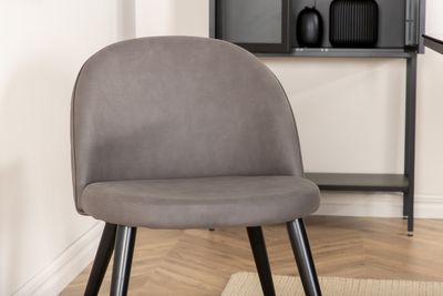 Venture Home Leif & Velvet Rektangulärt Matbord 200 x 90 Svart + 6 st Matstolar Grå