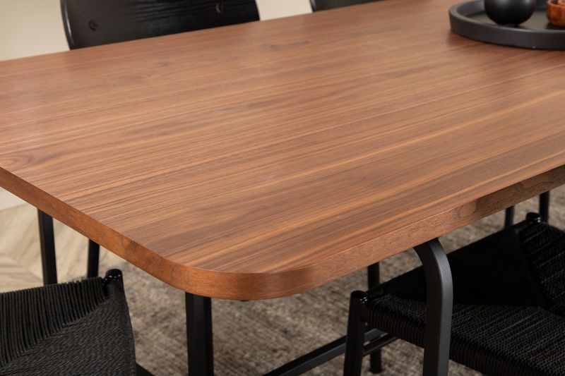 Venture Home Uno & Polly Rektangulärt Matbord 200 x 90 Natur + 6 st Matstolar Svart