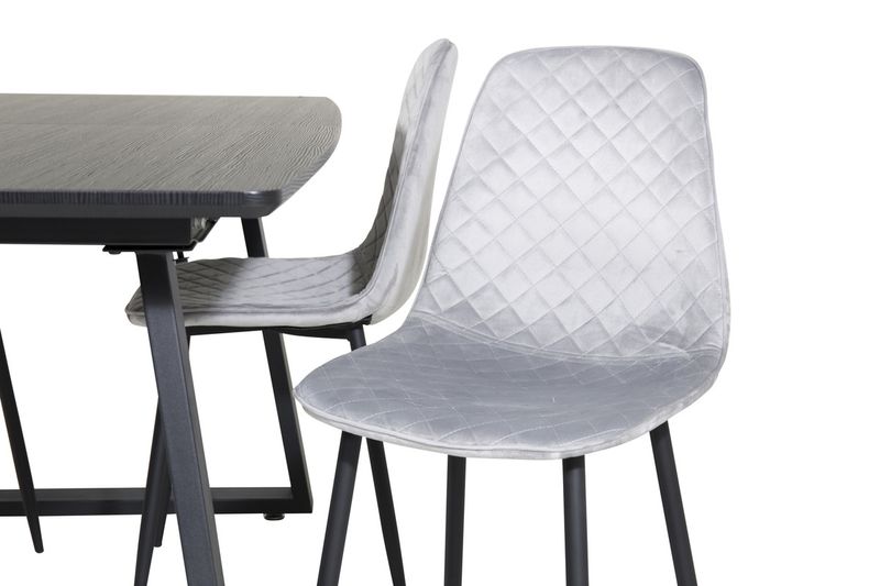 Venture Home Polar & Inca 4 st Matstolar Grå + Rektangulärt Matbord 160 x 85 Svart