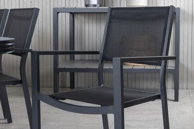 Venture Home Virya & Copacabana Rektangulärt Matbord 200 x 100 Svart + 6 st Matstolar Svart