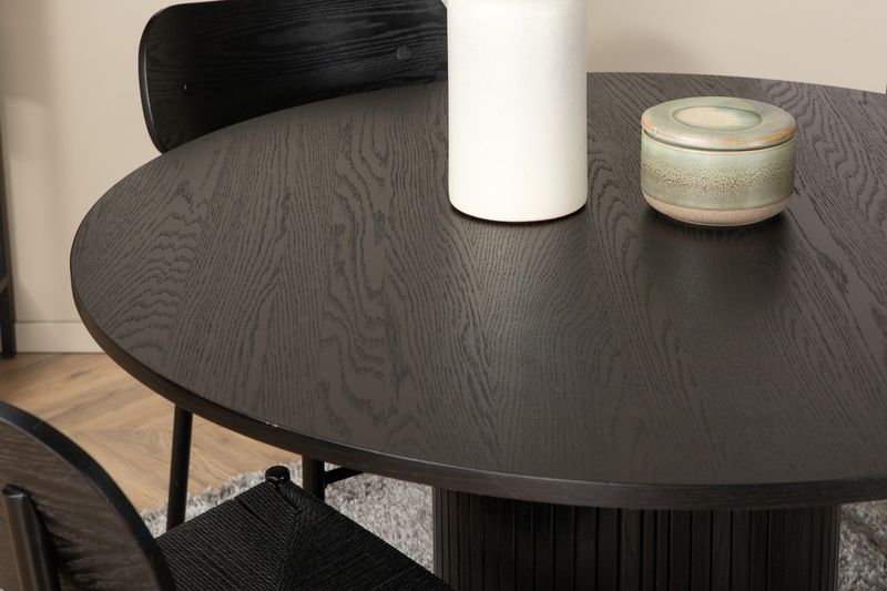 Venture Home Bianca & Polly Runt Matbord ⌀110 Svart + 4 st Matstolar Svart
